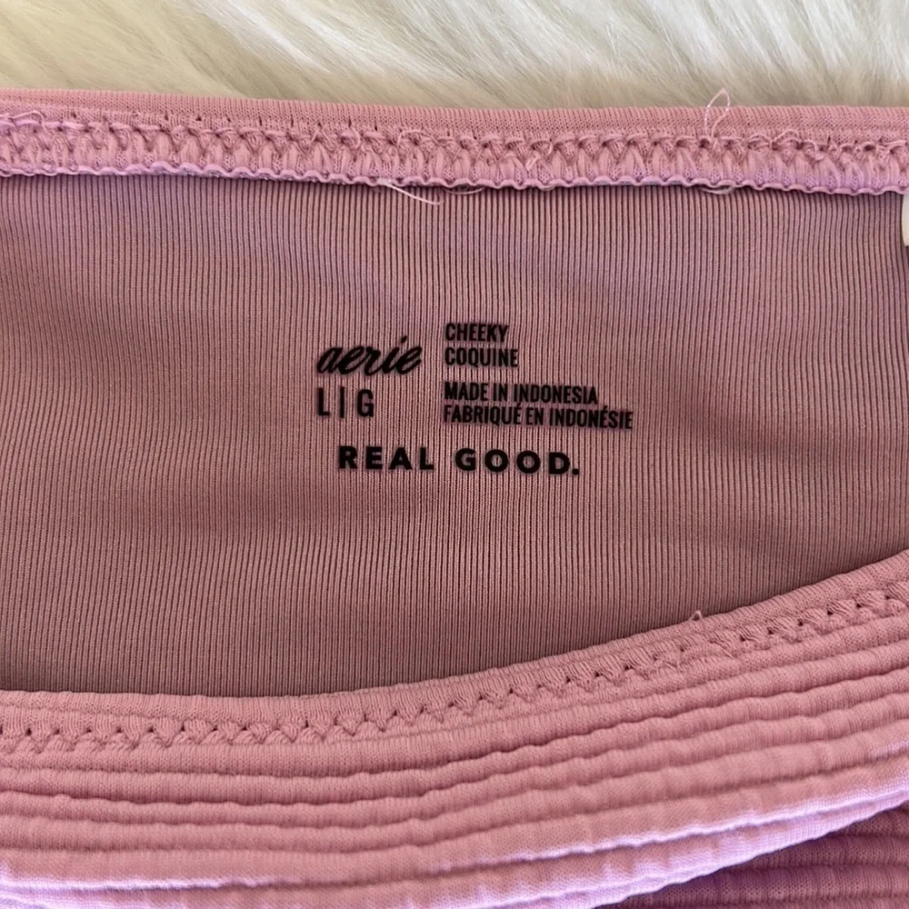 Aerie Cheeky Crinkle Tie Bikini Bottoms Light Purple Size Large